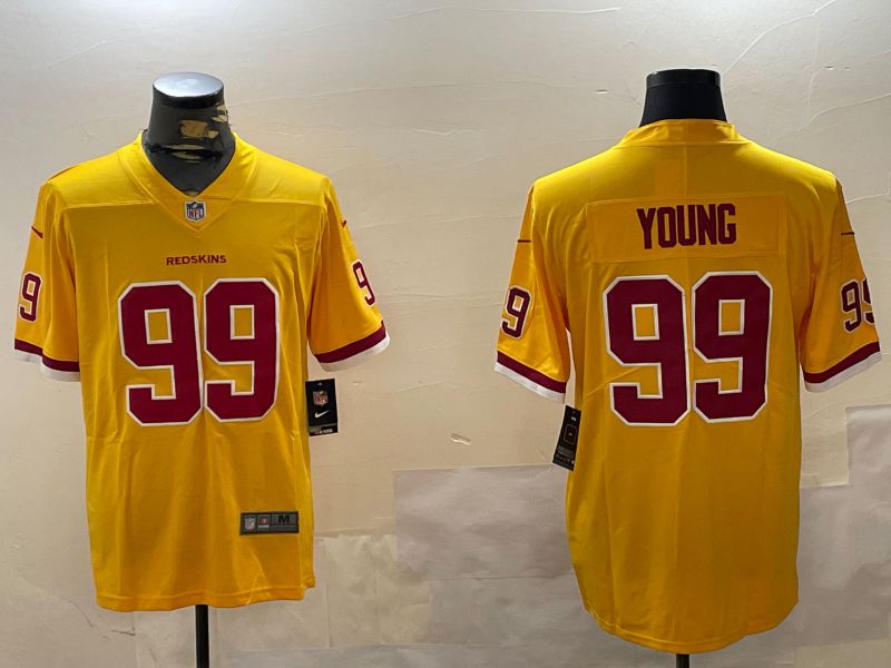 Men Washington Redskins #99 Young Yellow Second generation 2024 Nike Limited NFL Jersey style 1->washington redskins->NFL Jersey